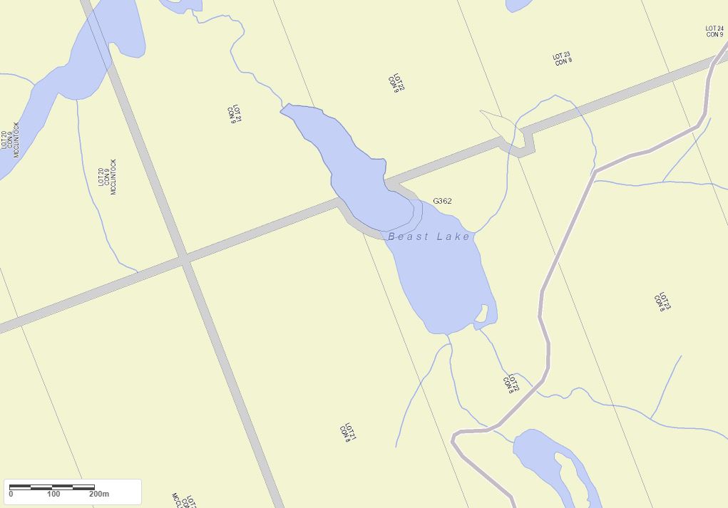 Crown Land Map of Beast Lake in Municipality of Algonquin Highlands and the District of Haliburton